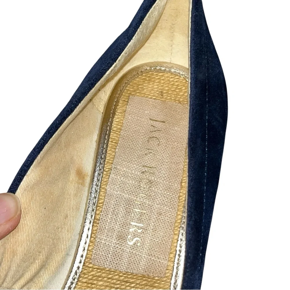 Jack Rogers Blue Suede Palmer Jute Wrapped Wedge Espadrille Peeptoe Shoes 9.5